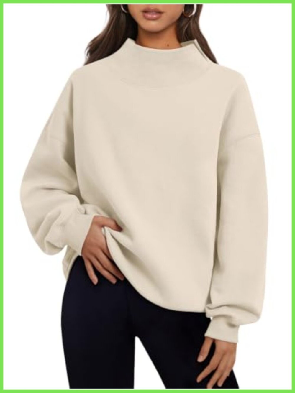 Oversized Mock Neck Sweatshirt Fleece Lined Pullover Casual Fall Winter